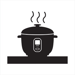 Steaming Pot of Rice A Culinary Delight Silhouette
