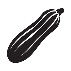 Black and white zucchini silhouette on a white background

