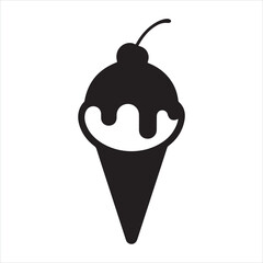 Black and white ice cream cone with sprinkles Silhouette
