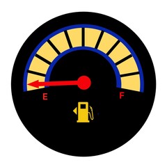 fuel gauge isolated on black. Vector illustration 