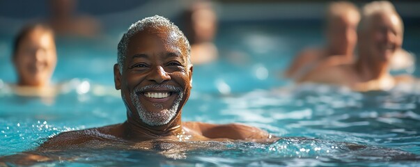 A group of seniors doing water aerobics, staying fit at all ages