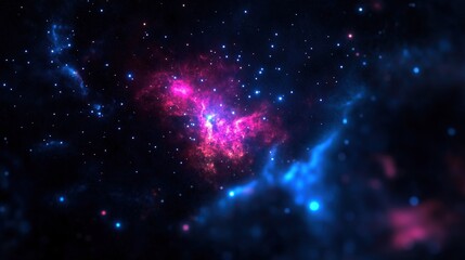 Cosmic nebula swirls in vibrant hues of pink and blue