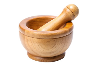 wooden mortar and pestle clipart image on transparent background