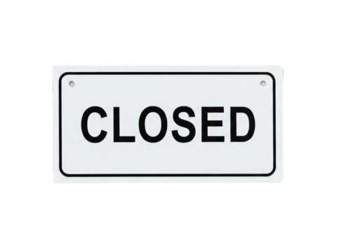 3d render of a black on white closed sign on a transparent background