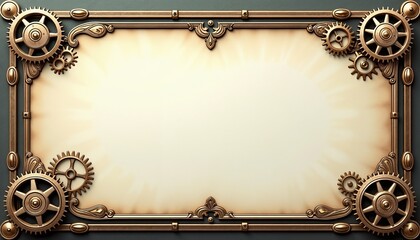 Ornamental steampunk frame with gears and copy space for text