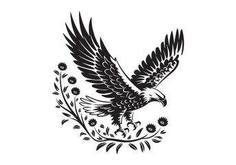 Eagle Vector Art: Black White Bird Illustration Unique Design