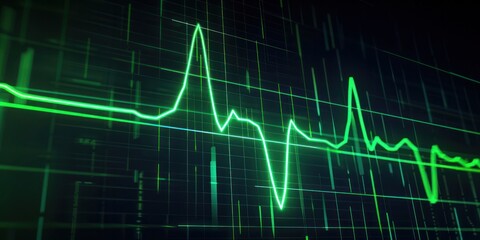 Green graphic heartbeat line striped diagram graph display medical hospital.