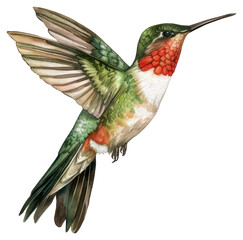 Fototapeta premium PNG An isolated hummingbird illustration watercolor artwork.