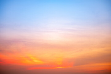 Beautiful , luxury soft gradient orange gold clouds and sunlight on the blue sky perfect for the background, take in evening,Twilight, Large size, high definition landscape photo