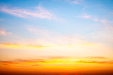Beautiful , luxury soft gradient orange gold clouds and sunlight on the blue sky perfect for the...