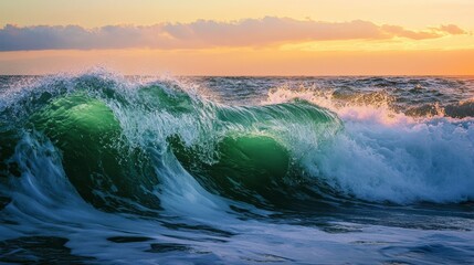 Emerald waves at dawn  capturing the spirit of stpatrick s day by the ocean s edge