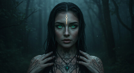 Enchanted Elven Sorceress – Tribal Mystic in the Forest