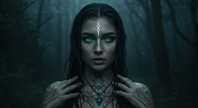 Enchanted Elven Sorceress – Tribal Mystic in the Forest