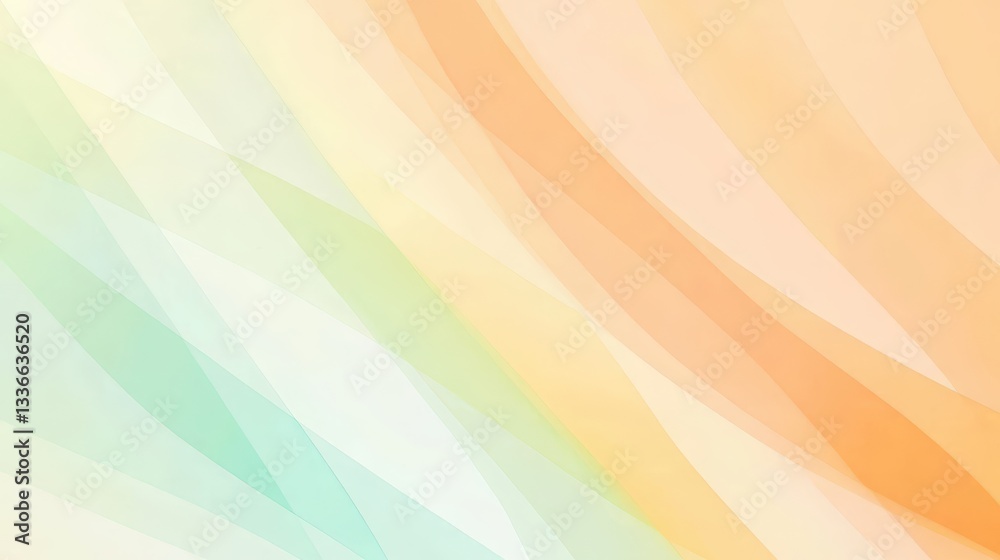 Poster an abstract design featuring flowing waves of soft pastel colors, creating a serene and harmonious v
