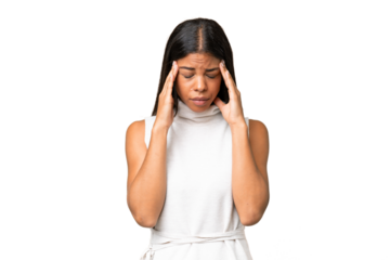Young African american woman over isolated background with headache