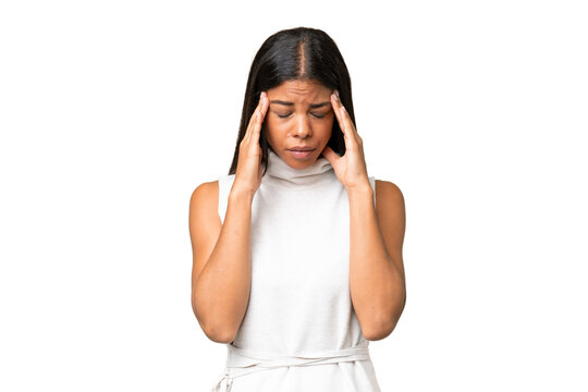 Young African american woman over isolated background with headache