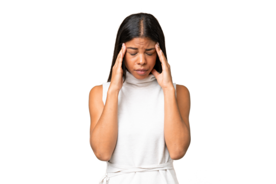 Young African american woman over isolated background with headache - Powered by Adobe