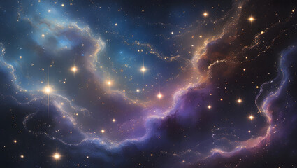 a mesmerizing celestial scene, a sprawling galaxy of glittering stars twinkles like diamonds against a deep, mysterious blue-black