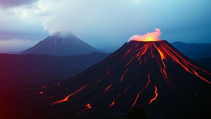 Fototapeta premium Noble pursuit of comprehending and foretelling volcanic eruptions through diligent scientific observ