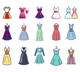 "A stylish and modern vector illustration of a fashionable dress. Designed with clean lines and vibrant colors, perfect for fashion design projects, online boutiques, and digital artwork. Ideal for pr