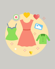 "A stylish and modern vector illustration of a fashionable dress. Designed with clean lines and vibrant colors, perfect for fashion design projects, online boutiques, and digital artwork. Ideal for pr