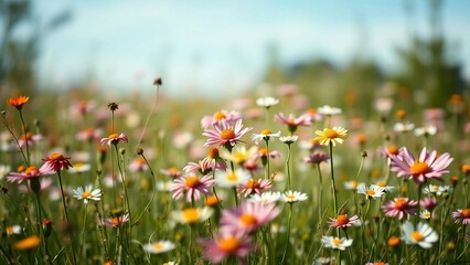 Meadow wildflowers with their untamed elegance and carefree spirit embody a sea of blossoms that swa