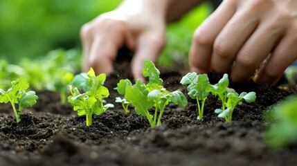 Hands digging into soft soil garden photography outdoor close-up nurturing nature