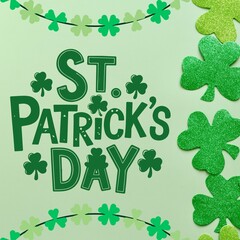 Happy St. Patrick's Day Instagram Post with Green Leaf Clover background wallpaper, green hat, poster, banner, irish