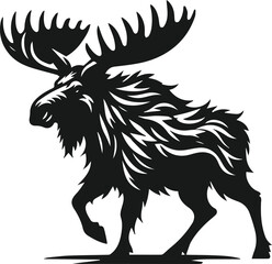Moose fur raised in an aggressive posture vector silhouette
