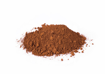 Brown Powder Substance Sits in a Pile on a White Background for Culinary Use
