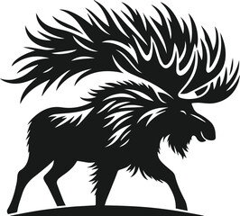 Moose fur raised in an aggressive posture vector silhouette