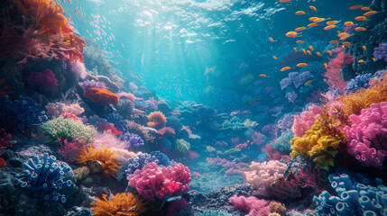 Colorful underwater coral world
