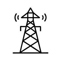 Communication Tower Icon Vector - Signal Transmission Symbol