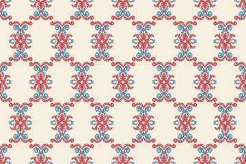 Motifs African paisley boho Floral Ikat seamless pattern embroidery border. Ethnic ikat saree sarong  flower design for Ikat pattern and Ethnic Pattern.Border indian floral Aztec embroidery patterns.