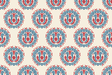 Motifs African paisley boho Floral Ikat seamless pattern embroidery border. Ethnic ikat saree sarong  flower design for Ikat pattern and Ethnic Pattern.Border indian floral Aztec embroidery patterns.