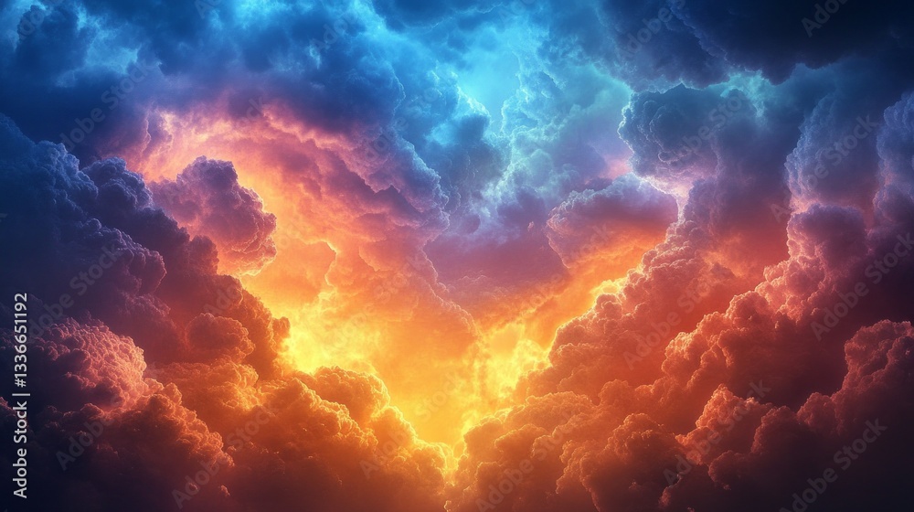 Leinwandbilder heavy clouds swirl magnificently in a dynamic display as dusk falls, illuminating the sky with shade