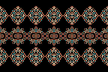 Saree Sarong Motifs Ikat floral paisley embroidery floral.ikat ethnic oriental  seamless pattern traditional.Ikat embroidery style abstract embroidery design for texture,fabric,clothing,wrapping.