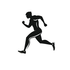 Fototapeta premium Black silhouette running icon for fitness and sports branding