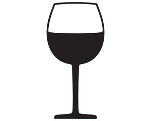 Wine glass hand drawing minimalist silhouette element