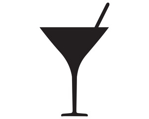 Wine glass hand drawing minimalist silhouette element