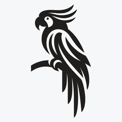 Obraz premium Minimalist Parrot Logo Vector – Stylish Silhouette Bird Art