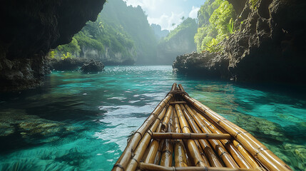 Floating Bamboo Raft in a Hidden Cove