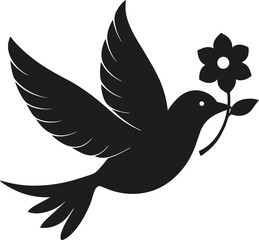 Elegant Flying Bird with Flower - Symbol of Love, Peace, and Mother's Day Celebration