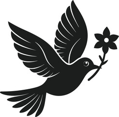 Elegant Flying Bird with Flower – Symbol of Love, Peace, and Mother’s Day Celebration