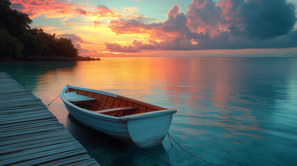 Boat Dock at a Secluded Island