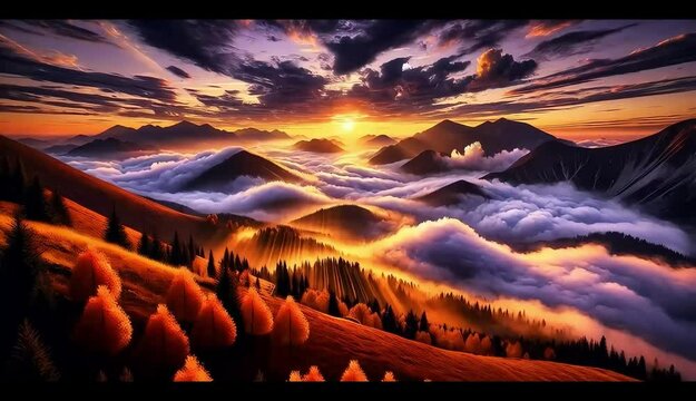 Mountain Sunset Cross Stitch Pattern