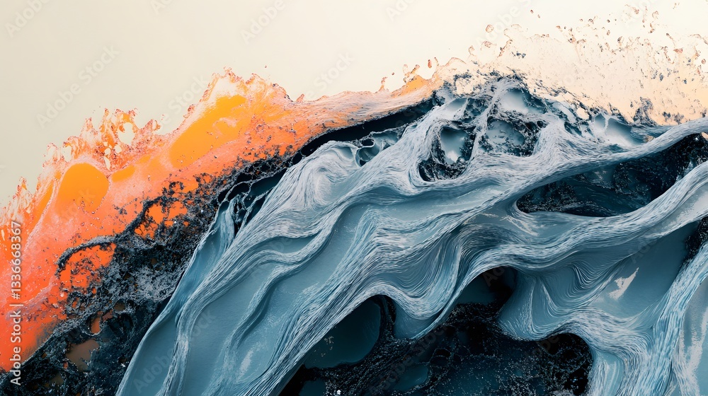 Poster Vivid Abstract Wave Pattern with Dynamic Orange and Gray Textures