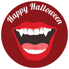 Obraz premium Happy Halloween sticker vampire mouth with fangs