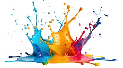 Colorful paint splashing with transparent background