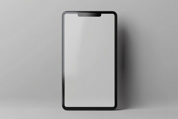 Modern Smartphone Mockup Standing Upright Against a Simple Grey Background